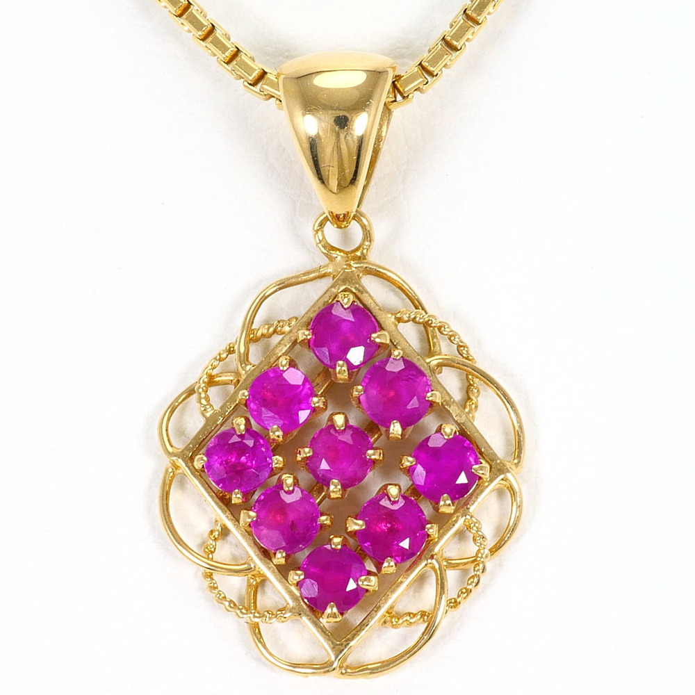 VINTAGE 18k Gold Ruby Necklace